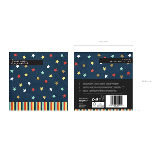 Szalvéta csillagok 33x33 cm sötétkék S/12