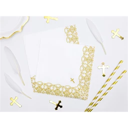 Szalvéta elsőáldozás dísz 33x33 cm arany S/20