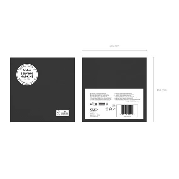Szalvéta fekete 33x33 cm S/20