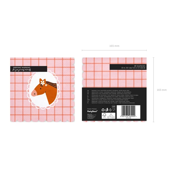 Szalvéta ló mintás 33x33 cm mix S/12