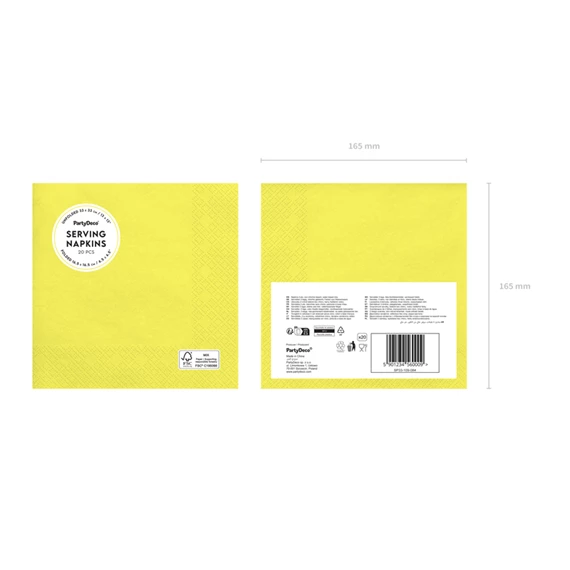 Szalvéta papír 33x33 cm sárga S/20