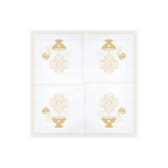 Szalvéta szent keresztelő 33x33 cm arany S/20
