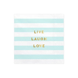 Szalvéta yummy - live laugh love, világoskék, 33x33 cm S/20