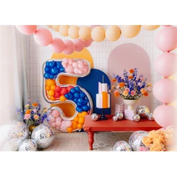 Számkeret 5-ös latex lufikhoz 126 cm ezüst