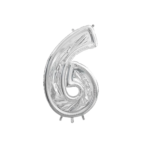 Számkeret 6-os latex lufikhoz 126 cm ezüst