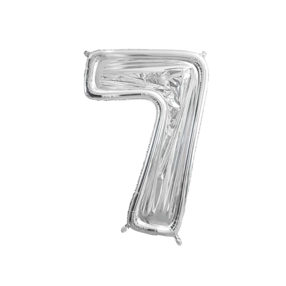 Számkeret 7-es latex lufikhoz 126 cm ezüst