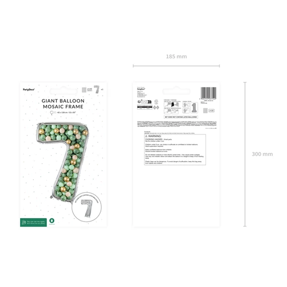 Számkeret 7-es latex lufikhoz 126 cm ezüst