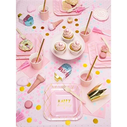 Szívószál papír 19,5cm rózsaszín S/10