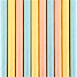 Szívószál papír 19,5cm színes S/10