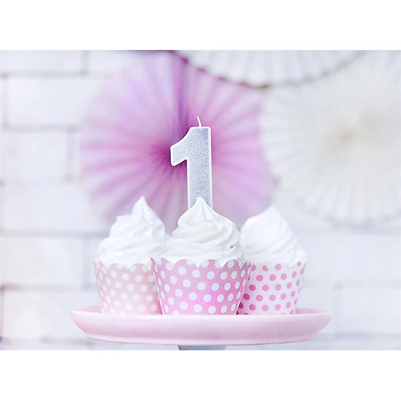 Szülinapi gyertya 1-es szám ezüst 7 cm