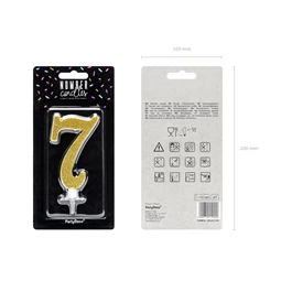 Szülinapi gyertya 7-es szám arany 10 cm