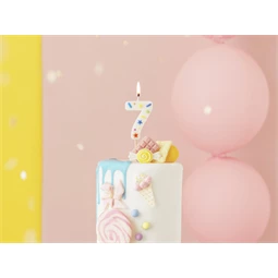 Szülinapi gyertya 7-es szám fehér konfetti 5,5 cm