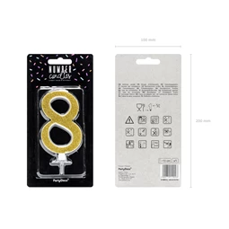 Szülinapi gyertya 8-as szám arany 10 cm