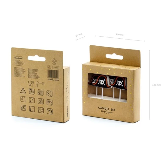 Szülinapi gyertya kalózkalap paraffin 2cm fekete S/5