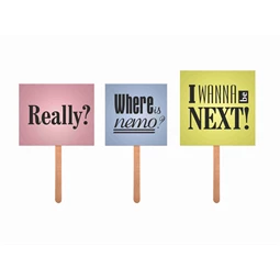 Tábla pálcával felirattal papír 11x11cm 3 féle S/3