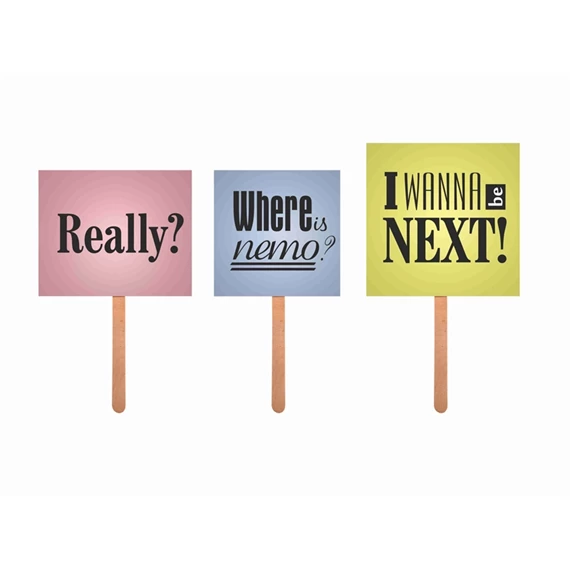 Tábla pálcával felirattal papír 11x11cm 3 féle S/3