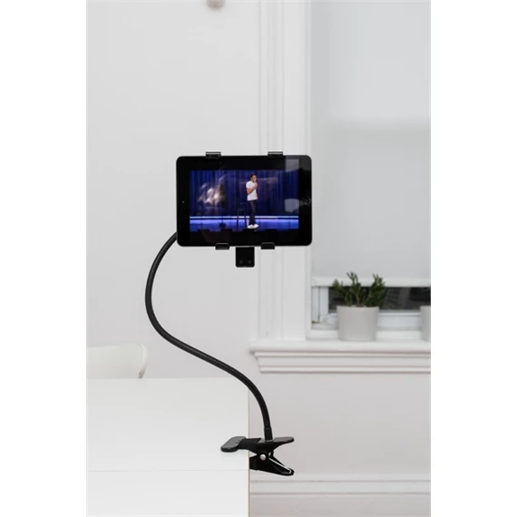 Telefontartó, asztalra csiptethető, gégecső 7,5x16,8x17 cm