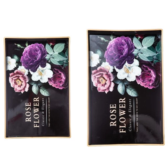 Tálca virágos 46x30x4 cm S/2