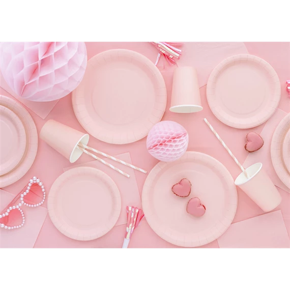 Tányér papír világos rózsaszín 18 cm S/6