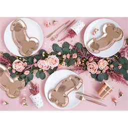 Papírtányér pénisz rózsaarany 26,5x15,5 cm S/6