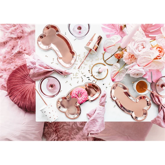 Papírtányér pénisz rózsaarany 26,5x15,5 cm S/6