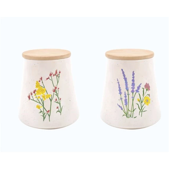 Tárolóedény virág mintás 12,6x12,6x14,7 cm 2 féle