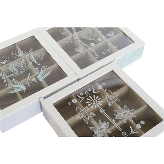 Teafilter tartó doboz 24x24x6,5 cm 3 féle