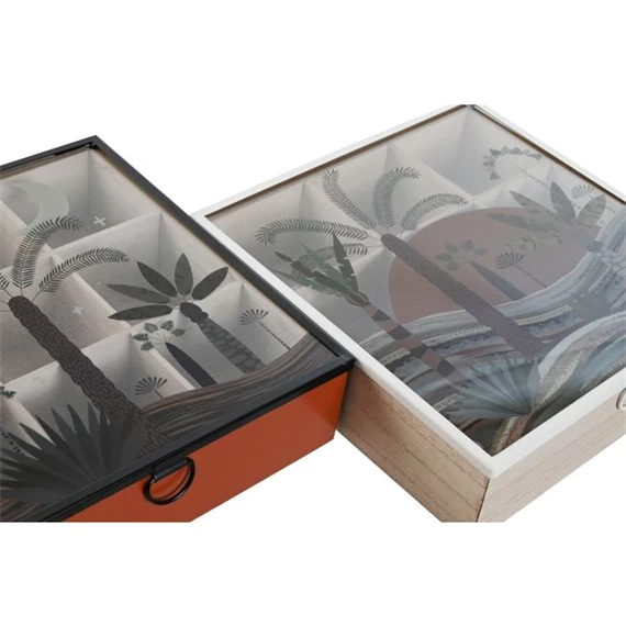 Teafilter tartó pálmafa mintás 24x24x6,5 cm 2 féle