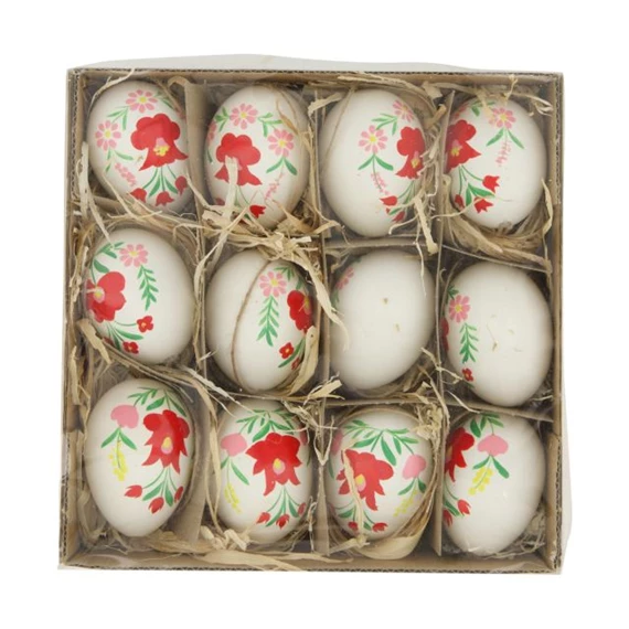 Tojás igazi, virág mintával, akasztós 19,2x19,2x5,1 cm S/12