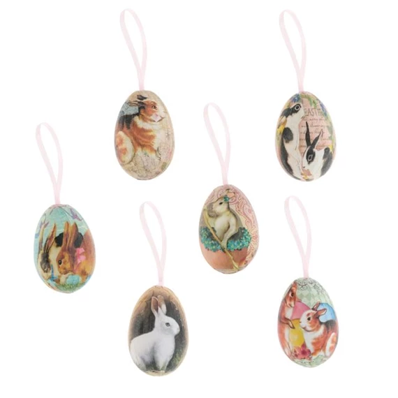 Tojás nyúl mintával, akasztós 4 cm S/12