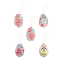 Tojás virág mintával, akasztós 6 cm S/6