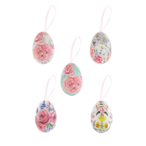 Tojás virág mintával, akasztós 6 cm S/6