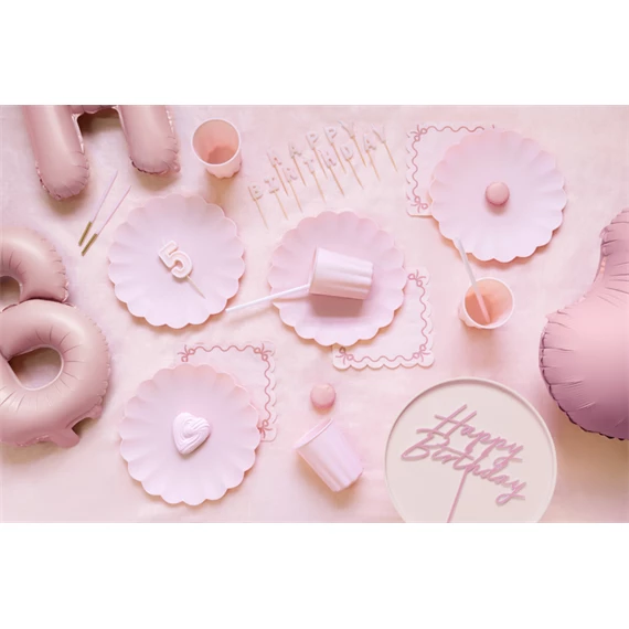 Tortadísz boldog születésnapot akril 16,5 cm világos rózsaszín