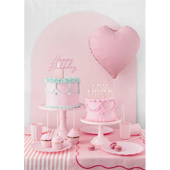 Tortadísz boldog születésnapot akril 16,5 cm világos rózsaszín