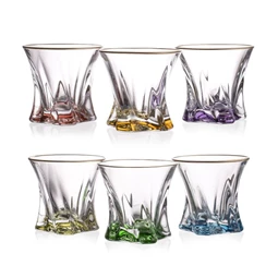Tumbler pohár szett Cooper színezett talppal, arany szegéllyel 320 ml 9,5 cm S/6