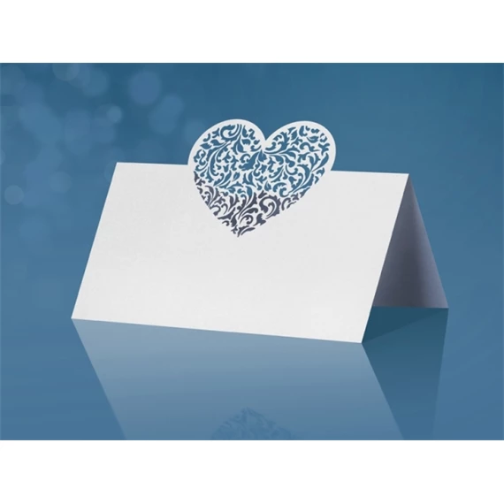 Ültetőkártya szív papír 10x6cm fehér S/10