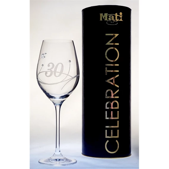 Boros pohár "Celebration 30 yr" felirattal, Swarovski kristállyal 360 ml 22,5x8 cm