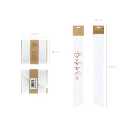 Vállszalag "Bride to be" textil 75cm fehér,rosegold
