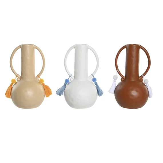 Váza bojtos 14x14x25,6 cm 3 féle