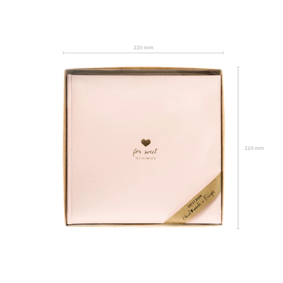 Vendégkönyv édes emlékekhez 20,5x20,5 cm púderrózsaszín 22 oldal