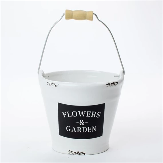 Vödör "FLOWER&GARDEN" felirattal 14x11x13 cm