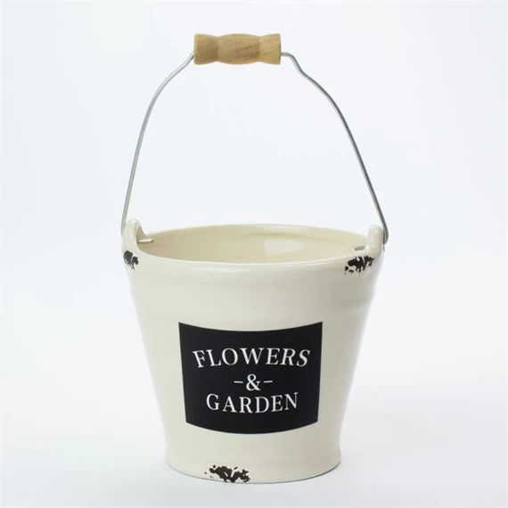 Vödör "FLOWER&GARDEN" felirattal 14x11x13 cm