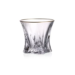 Whisky tumbler pohár szett COOPER színezett talppal, arany szegéllyel 9,5 cm S/6