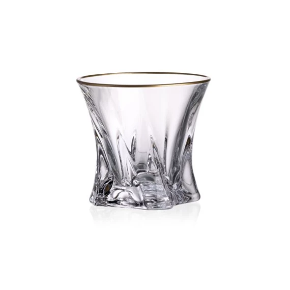 Whisky tumbler pohár szett COOPER színezett talppal, arany szegéllyel 9,5 cm S/6